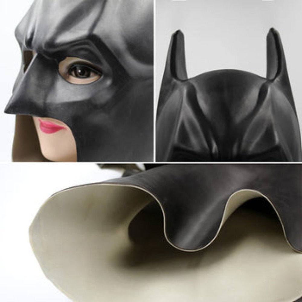 Batman Dark Knight Costume Latex Rubber Head Man Horror Scary Mask Hallo… - Picture 3 of 4